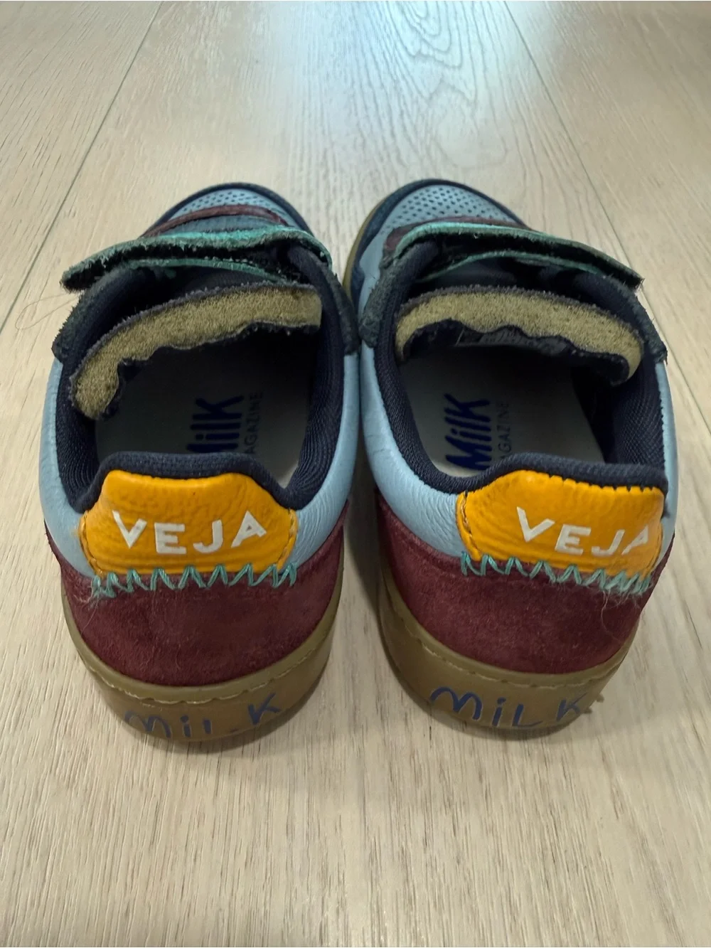 Veja Kids Light Blue Multi-Stripe Velcro Sneakers | 27 (10C)